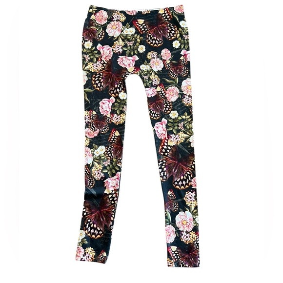 NWT Jessica Simpson Large/XL Black Bold Floral Print Leggings Loungewear Casual - Picture 3 of 5